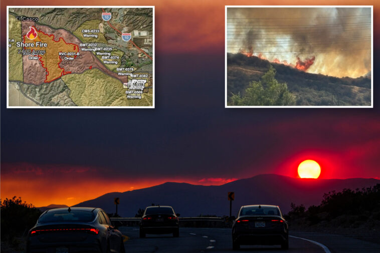 stretch-of-60-freeway-remains-closed,-evacuation-orders-issued-due-to-shore-fire-in-riverside-county
