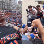 chaotic-moment-knicks-fans-climb-structure-to-save-reveler-from-apparent-overdose-during-championship-parade