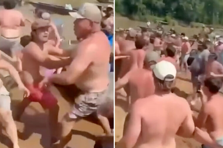 wild-video-shows-massive-brawl-on-river-sandbar:-‘the-water-and-drinking-don’t-mix’