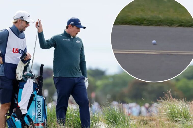 matt-fitzpatrick’s-tee-shot-gets-stuck-in-road-in-weird-us-open-scene