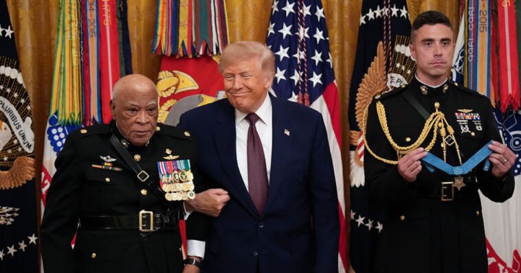 watch:-trump-physically-supports-marine-maj.-james-capers,-88,-before-awarding-the-unkillable-vietnam-vet-the-congressional-medal-of-honor