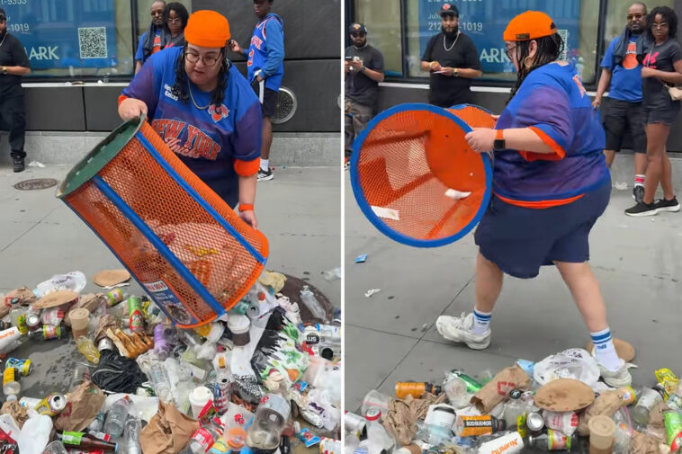 ‘incredibly-stupid’-knicks-fan-dumps-trash-onto-the-street-to-steal-blue-and-orange-trashcan