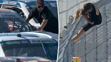 crazed-nascar-fan-climbs-onto-california-track-to-fist-bump-driver:-‘he’s-wasted’