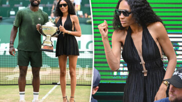 frances-tiafoe’s-girlfriend-ayan-broomfield-celebrates-halle-open-win-in-black-dress