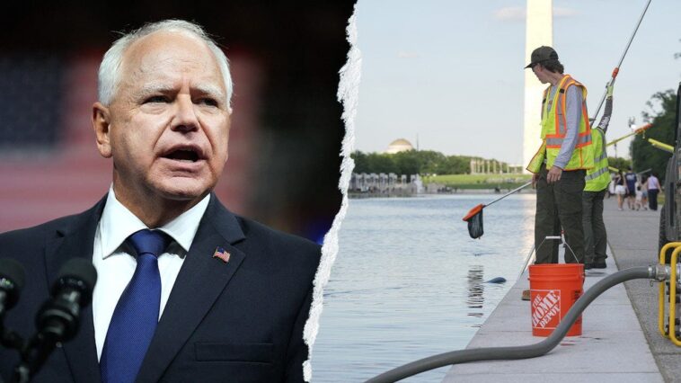 tim-walz’s-jab-at-trump-over-reflecting-pool-draws-fraud-scandal-backlash:-‘sit-this-one-out’