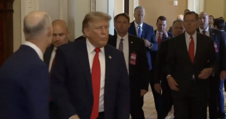 rick-scott-and-mike-lee-stand-with-trump-as-senate-leadership-faces-mounting-pressure-to-pass-save-america-act-during-senate-gop-luncheon-—-trump-cancels-bipartisan-bill-signing,-declares-election-security-a-‘national-emergency’