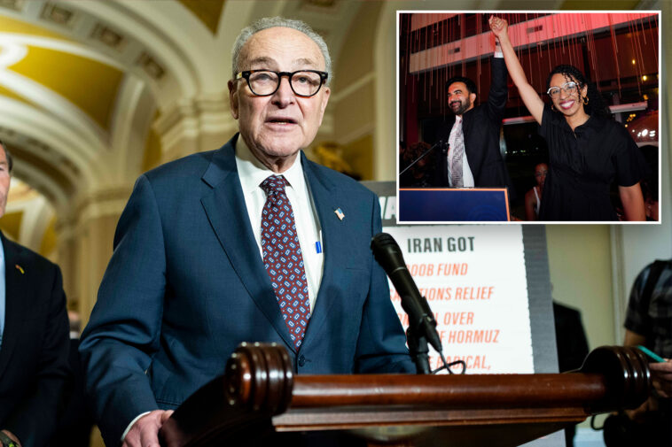 chuck-schumer,-hakeem-jeffries-shrug-off-mamdani’s-nyc-socialist-sweep-—-as-‘normie’-dems-erupt-over-‘wackjob’-invasion