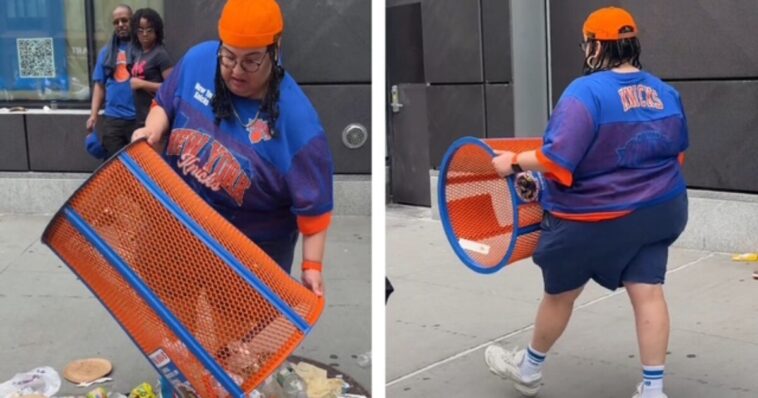 jpmorgan-dei-executive-fired-after-dumping-garbage-on-street,-stealing-knicks-trashcan-in-viral-video