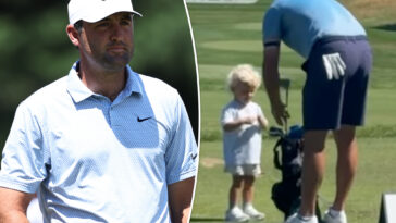 scottie-scheffler’s-son-steals-show-at-travelers-championship-toting-tiny-golf-bag