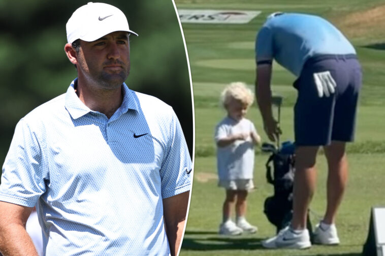 scottie-scheffler’s-son-steals-show-at-travelers-championship-toting-tiny-golf-bag
