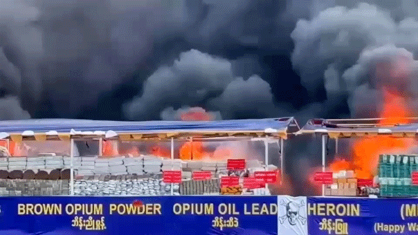 $600-million-worth-of-heroin,-meth-and-other-seized-drugs-set-on-fire-in-burma