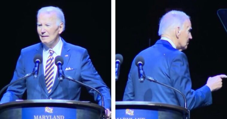 “what-a-loser”-–-joe-biden-heavily-slurs-as-he-trashes-trump-for-renovating-reflecting-pool-–-then-has-to-be-directed-offstage-(video)
