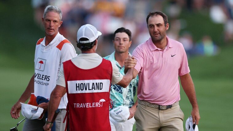 scottie-scheffler-drains-clutch-putt-to-force-sudden-death-monday-playoff-with-viktor-hovland-at-travelers