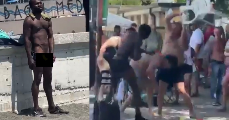 fafo:-italian-locals-pummel-african-menace-after-he-begins-m*sturbating-in-front-of-young-children-and-families-at-beach-in-genoa-(video)