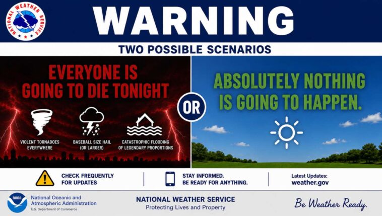 national-weather-service-announces-everyone-is-going-to-die-tonight-or-absolutely-nothing-is-going-to-happen,-one-of-the-two