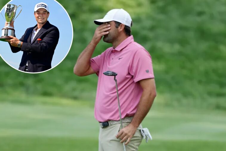 scottie-scheffler-misses-easy-putt-to-hand-viktor-hovland-travelers-championship