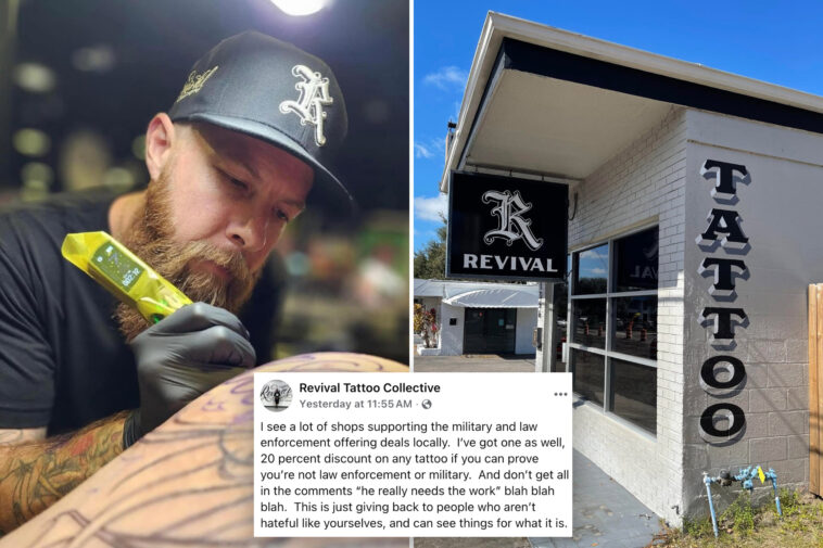 florida-tattoo-shop-doubles-down-with-anti-military-discount-after-refusing-veterans,-law-enforcement