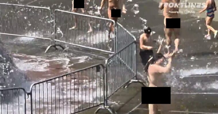 watch:-seattle-pride-parade-participants-strip-naked,-chase-children-around-water-fountain