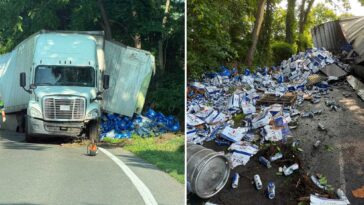 thousands-of-beer-cans-emptied-onto-connecticut-roadway-after-truck-overturns