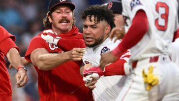willson-contreras-at-the-center-of-benches-clearing-scuffle,-throws-helmet-at-nationals-pitcher