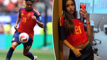 lamine-yamal’s-girlfriend-ines-garcia-rocks-cropped-spain-jersey-for-world-cup-game