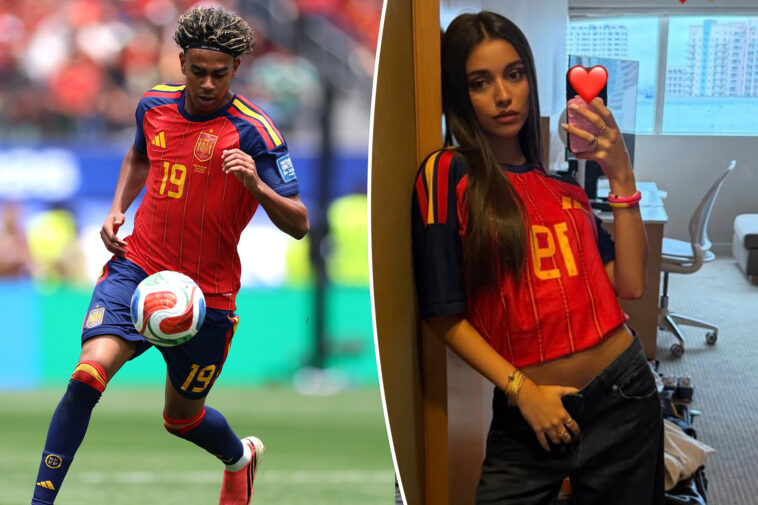 lamine-yamal’s-girlfriend-ines-garcia-rocks-cropped-spain-jersey-for-world-cup-game