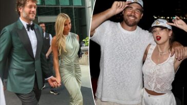 matt-stafford’s-wife-kelly-rocks-stunning-green-dress-for-travis-kelce-taylor-swift-wedding