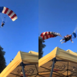 whoa!-skydiver-at-california-rodeo-snags-tree-and-crashes-into-tent-(video)