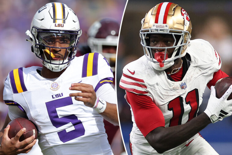 jayden-daniels-laughs-off-49ers-fan’s-expletive-filled-brandon-aiyuk-rant