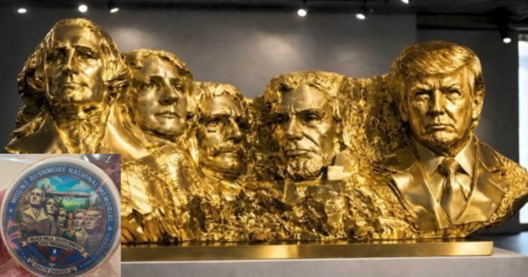 (video)-trump-posts-video-featuring-gold-mount-rushmore-with-a-new-addition-–-serves-mount-rushmore-cookies-with-his-face-on-air-force-one
