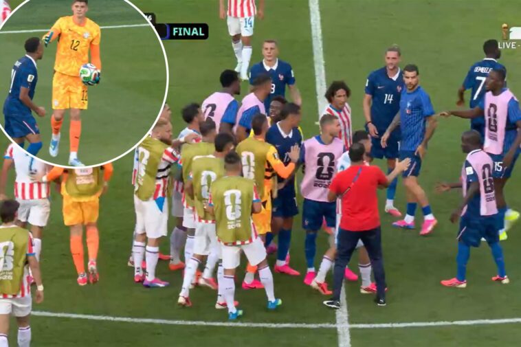 france-paraguay-scrum-breaks-out-at-world-cup-after-kylian-mbappe-handshake-snub