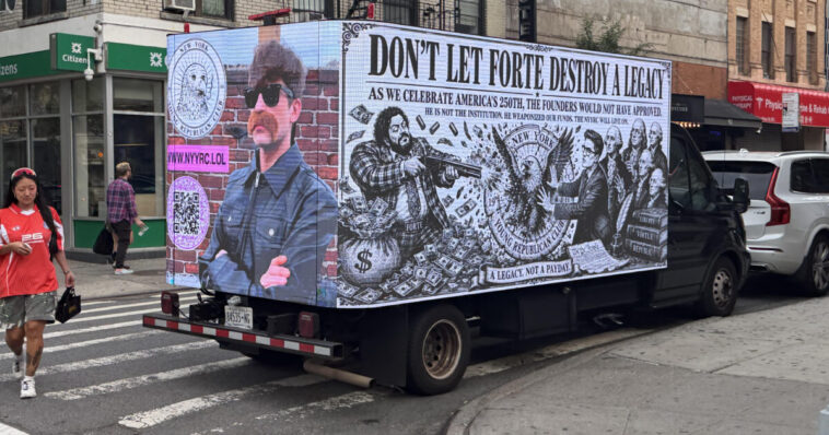 epic-troll:-congressional-candidate-lucian-wintrich-parks-led-billboard-truck-outside-nyyrc-event-after-club-sues-him-for-asking-for-transparency