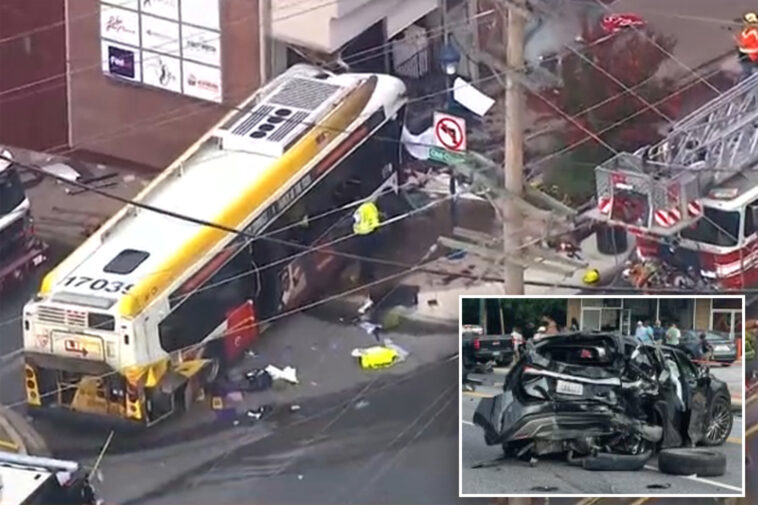 over-30-people-injured-after-maryland-bus-crashes-into-multiple-cars,-building-outside-baltimore