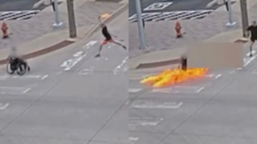 watch:-video-shows-man-in-wheelchair-set-on-fire-by-molotov-cocktail-wielding-attacker-outside-oklahoma-city-police-headquarters