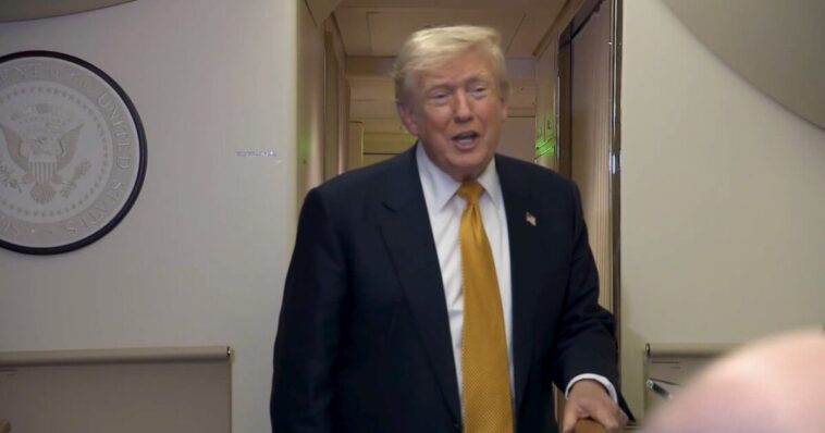 watch:-“if-i-go-you-go,-so-perhaps-you-want-to-change-professions”-–-trump-drops-hilarious-line-to-reporters-on-air-force-one-after-saying-he’s-number-one-on-iran’s-list