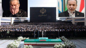 iranian-president,-foreign-minister-confronted-by-opponents-of-negotiations-during-khamenei-funeral