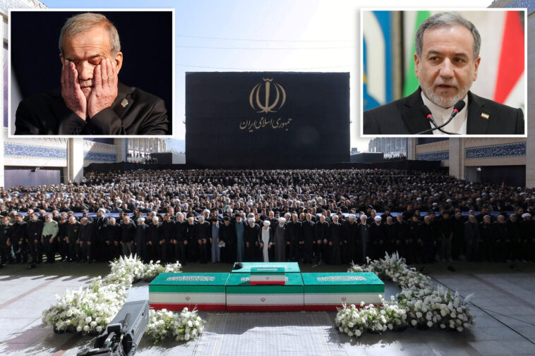 iranian-president,-foreign-minister-confronted-by-opponents-of-negotiations-during-khamenei-funeral
