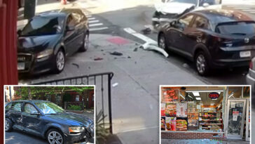 video-captures-insane-moment-mercedes-driver-nearly-hits-cop,-sends-audi-flying-into-deli-in-trendy-nyc-nabe