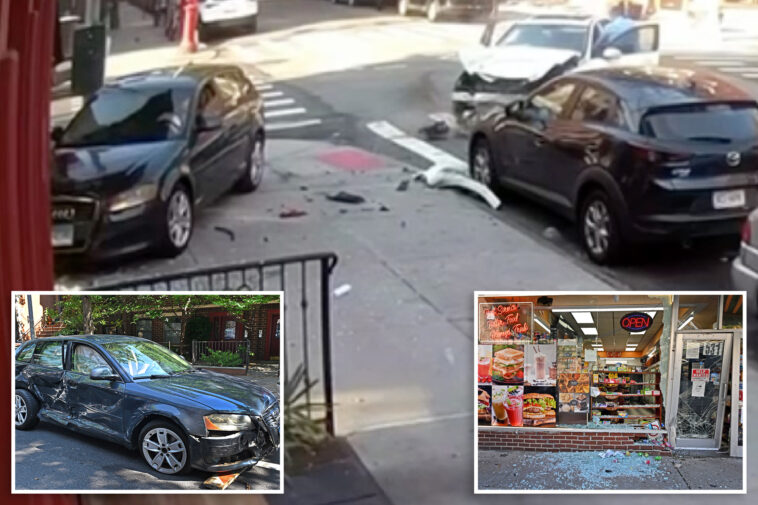 video-captures-insane-moment-mercedes-driver-nearly-hits-cop,-sends-audi-flying-into-deli-in-trendy-nyc-nabe