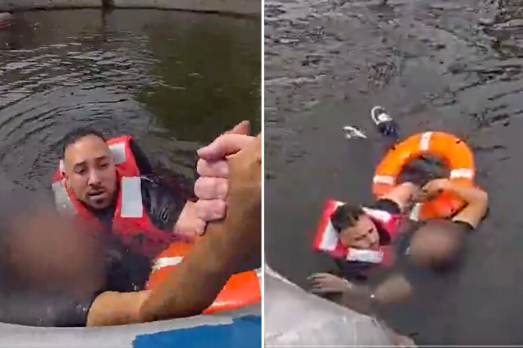 heroic-nypd-cop-jumps-into-polluted-waterway-to-save-woman-from-drowning:-video