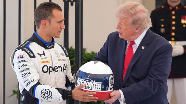 trump-touts-indycar-drivers’-‘special’-ability-at-freedom-250-grand-prix-showcase,-seemingly-ending-hot-debate