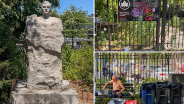 nyc-plaza-honoring-catholic-priest-overrun-by-vagrants,-trash-—-and-overpowering-odor