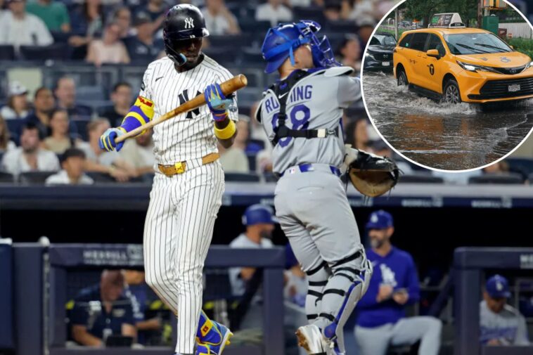 yankees-dodgers-matchup-postponed,-rescheduled-for-sunday-doubleheader-as-downpours-slam-nyc