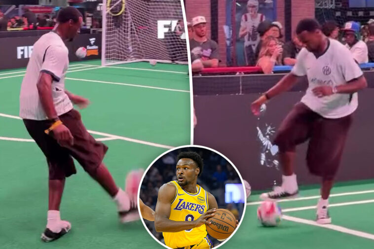lakers’-bronny-james-shows-off-soccer-skills-ahead-of-world-cup-final