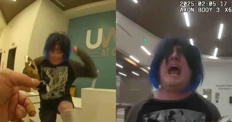 going-viral:-blue-haired-trans-student-loses-it,-attacks-cops-when-officer-misgenders-him-–-gets-tased-and-arrested-(video)