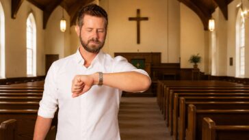 dad-whose-wife-and-kids-are-away-arrives-at-church-3.5-hours-early