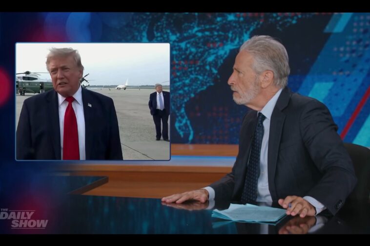 jon-stewart-loses-his-mind-after-spotting-‘a-backup-trump’-behind-president:-‘who-the-f–k-is-this-guy?’