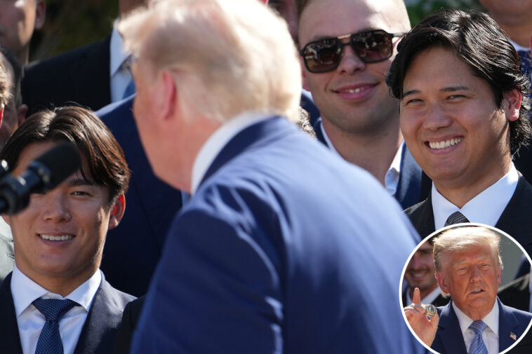 president-trump-makes-shohei-ohtani,-yoshinobu-yamamoto-joke-on-dodgers’-white-house-visit