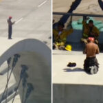 shirtless-madman-climbs-la’s-sixth-street-bridge,-holding-traffic-hostage