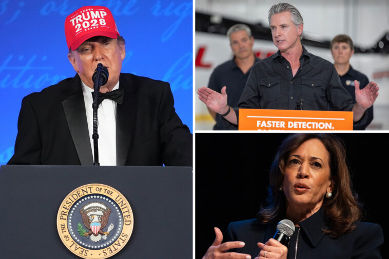 trump-hits-gavin-newsom,-kamala-harris-with-brutal-one-two-punch-at-white-house-correspondents’-association-dinner